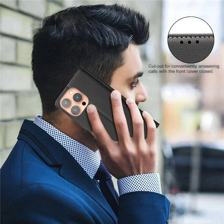 BINFEN COLOR BF32 For iPhone 13 Pro Max Case Litchi Texture RFID Blocking Leather Phone Cover