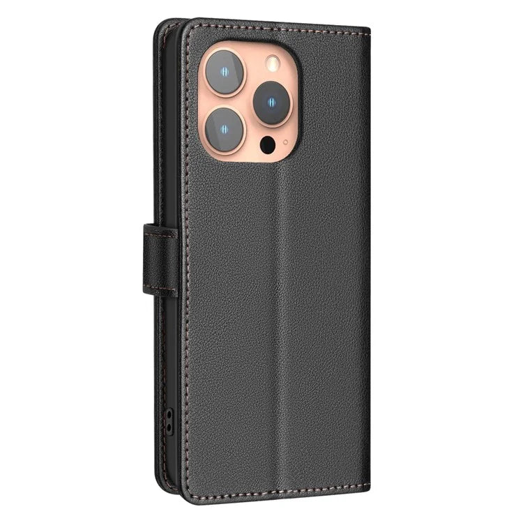 BINFEN COLOR BF32 For iPhone 13 Pro Max Case Litchi Texture RFID Blocking Leather Phone Cover