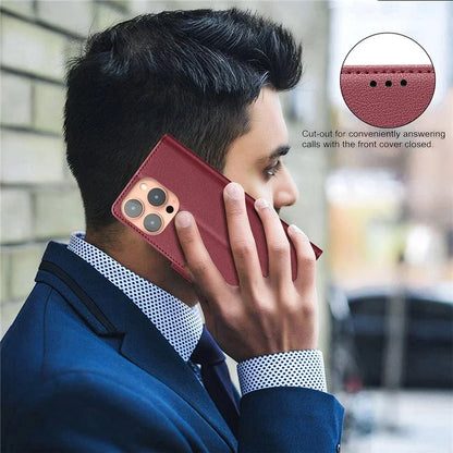 BINFEN COLOR BF32 For iPhone 13 Pro Max Case Litchi Texture RFID Blocking Leather Phone Cover