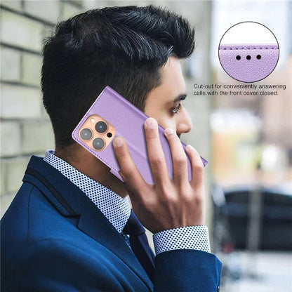 BINFEN COLOR BF32 For iPhone 13 Pro Max Case Litchi Texture RFID Blocking Leather Phone Cover