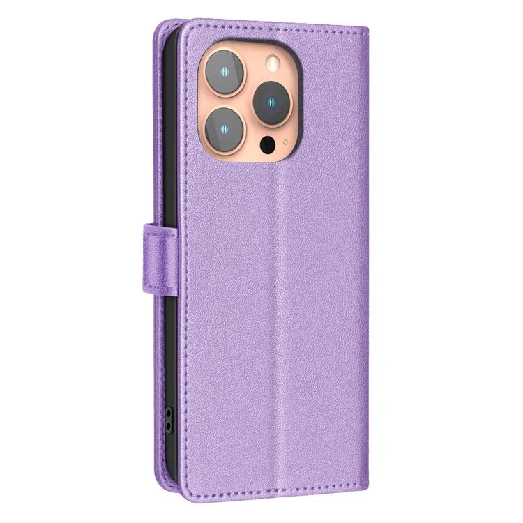 BINFEN COLOR BF32 For iPhone 13 Pro Max Case Litchi Texture RFID Blocking Leather Phone Cover