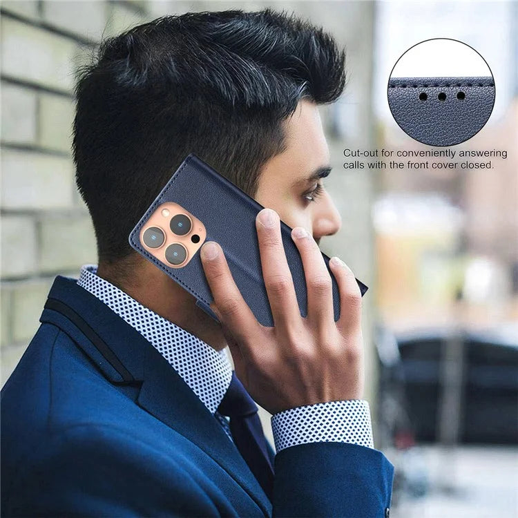 BINFEN COLOR BF32 For iPhone 13 Pro Max Case Litchi Texture RFID Blocking Leather Phone Cover