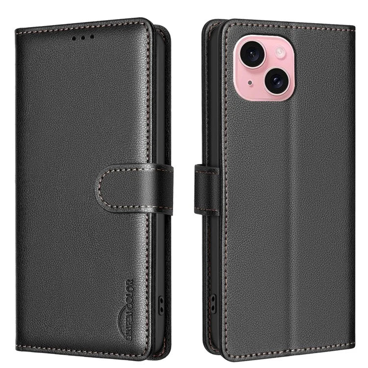 BINFEN COLOR BF32 For iPhone 13 / 14 Case RFID Blocking Litchi Texture Leather Cover