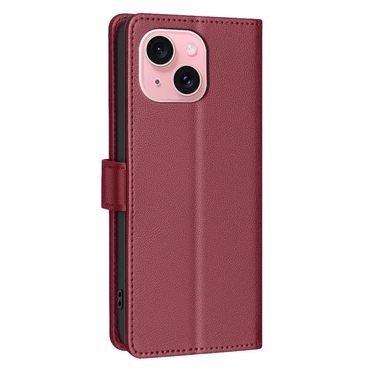 BINFEN COLOR BF32 For iPhone 13 / 14 Case RFID Blocking Litchi Texture Leather Cover