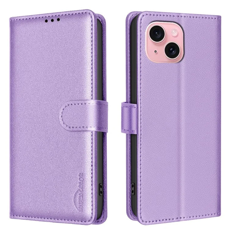 BINFEN COLOR BF32 For iPhone 13 / 14 Case RFID Blocking Litchi Texture Leather Cover