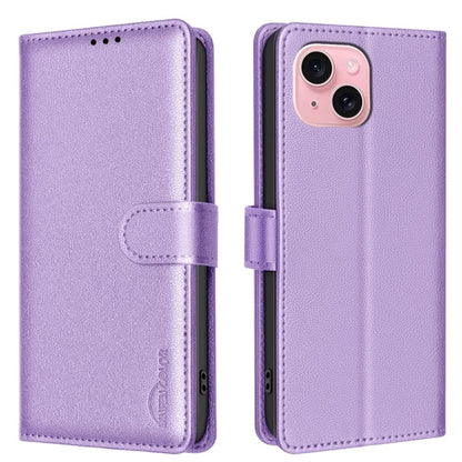 BINFEN COLOR BF32 For iPhone 13 / 14 Case RFID Blocking Litchi Texture Leather Cover