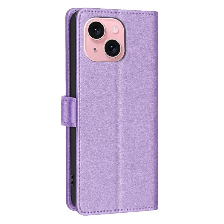 BINFEN COLOR BF32 For iPhone 13 / 14 Case RFID Blocking Litchi Texture Leather Cover