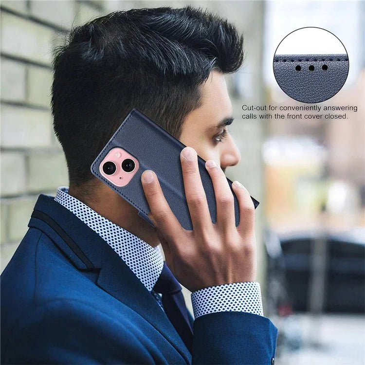 BINFEN COLOR BF32 For iPhone 13 / 14 Case RFID Blocking Litchi Texture Leather Cover