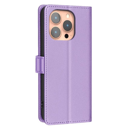 BINFEN COLOR BF32 For iPhone 15 Pro Case Litchi Texture RFID Blocking Leather Phone Cover