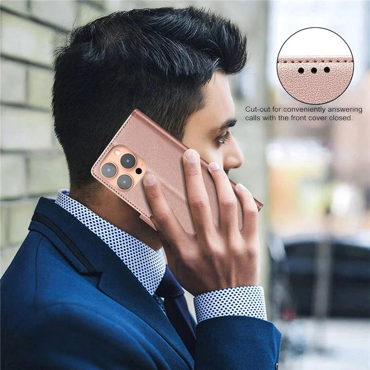 BINFEN COLOR BF32 For iPhone 16 Pro Max Case Litchi Texture RFID Blocking Leather Phone Cover