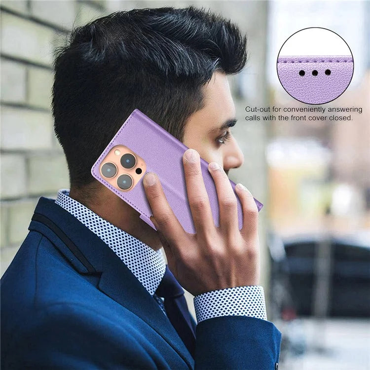 BINFEN COLOR BF32 For iPhone 16 Pro Max Case Litchi Texture RFID Blocking Leather Phone Cover
