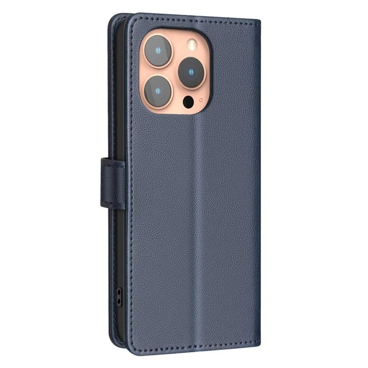 BINFEN COLOR BF32 For iPhone 16 Pro Max Case Litchi Texture RFID Blocking Leather Phone Cover