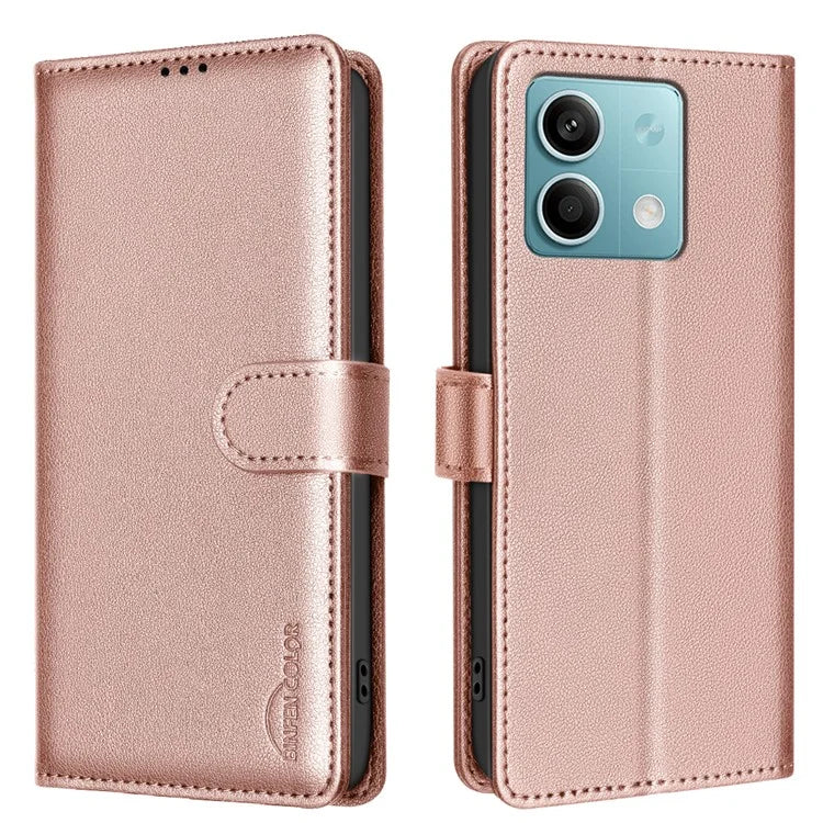 BINFEN COLOR BF32 For Xiaomi Redmi Note 13 4G Leather Phone Case Litchi Texture RFID Blocking Phone Cover