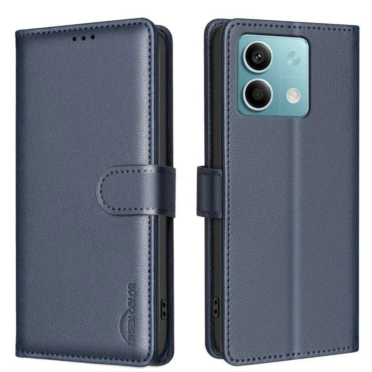 BINFEN COLOR BF32 For Xiaomi Redmi Note 13 4G Leather Phone Case Litchi Texture RFID Blocking Phone Cover