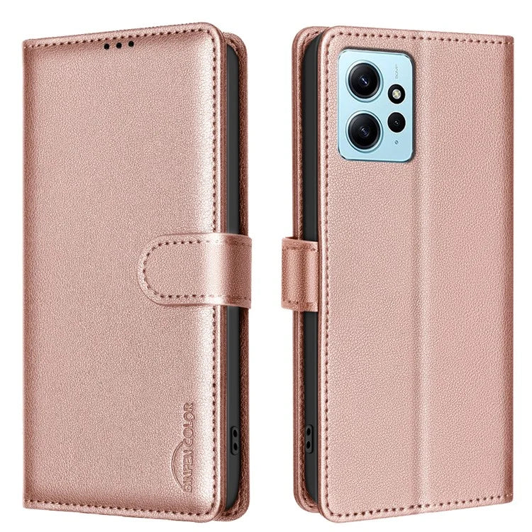 BINFEN COLOR BF32 For Xiaomi Redmi Note 12 4G Cell Phone Case RFID Blocking Leather Phone Stand Cover