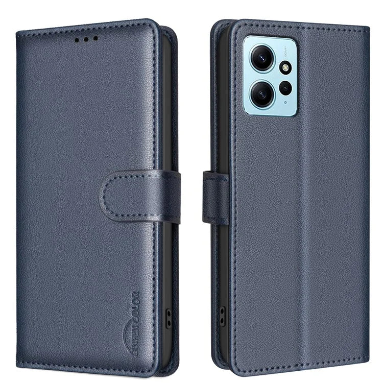 BINFEN COLOR BF32 For Xiaomi Redmi Note 12 4G Cell Phone Case RFID Blocking Leather Phone Stand Cover