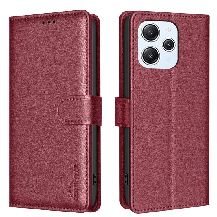 BINFEN COLOR BF32 For Xiaomi Redmi 12 4G Case RFID Blocking Leather Flip Stand Phone Cover