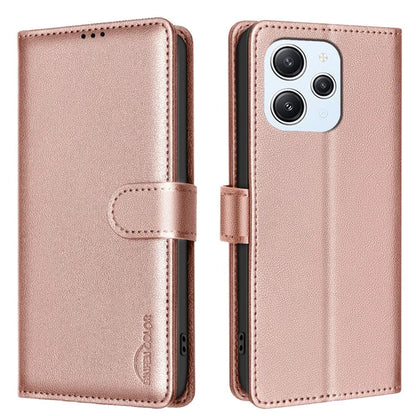 BINFEN COLOR BF32 For Xiaomi Redmi 12 4G Case RFID Blocking Leather Flip Stand Phone Cover