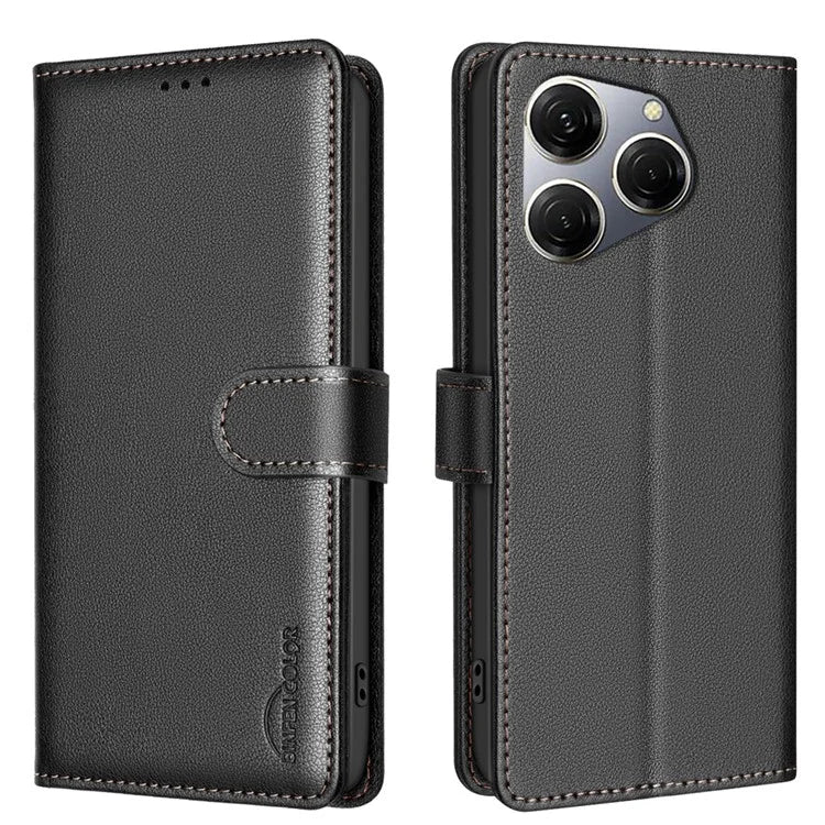 BINFEN COLOR BF32 For TECNO Spark 20 Pro Leather Case RFID Blocking Lychee Texture