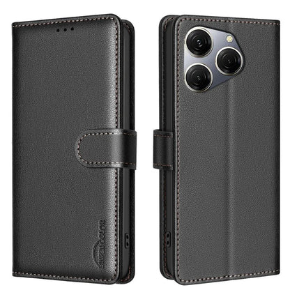 BINFEN COLOR BF32 For TECNO Spark 20 Pro Leather Case RFID Blocking Lychee Texture