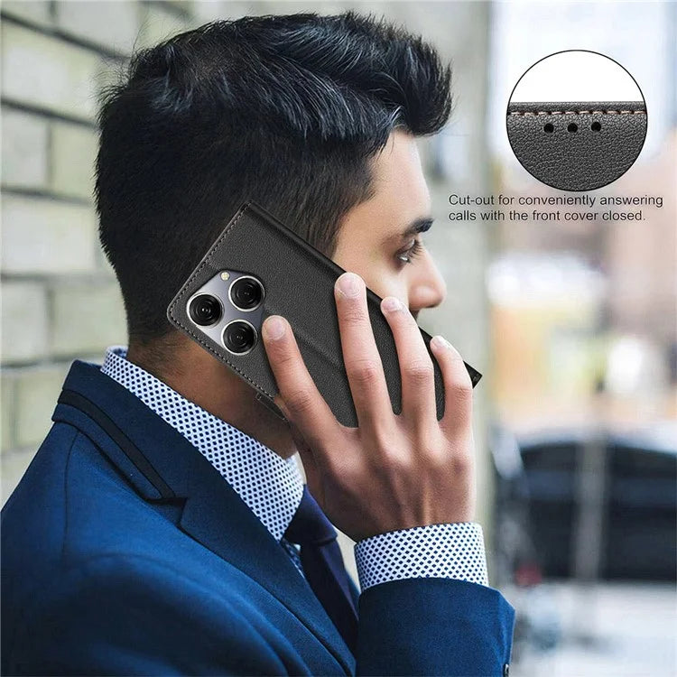 BINFEN COLOR BF32 For TECNO Spark 20 Pro Leather Case RFID Blocking Lychee Texture