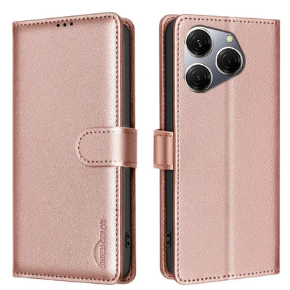 BINFEN COLOR BF32 For TECNO Spark 20 Pro Leather Case RFID Blocking Lychee Texture