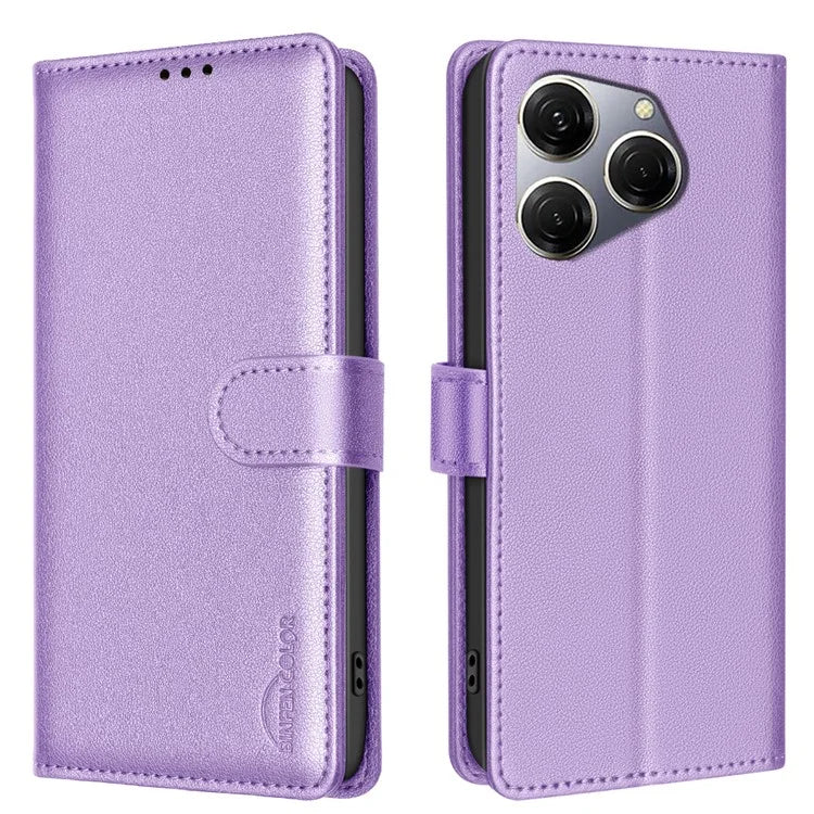 BINFEN COLOR BF32 For TECNO Spark 20 Pro Leather Case RFID Blocking Lychee Texture