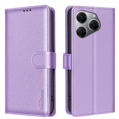 BINFEN COLOR BF32 For TECNO Spark 20 Pro Leather Case RFID Blocking Lychee Texture