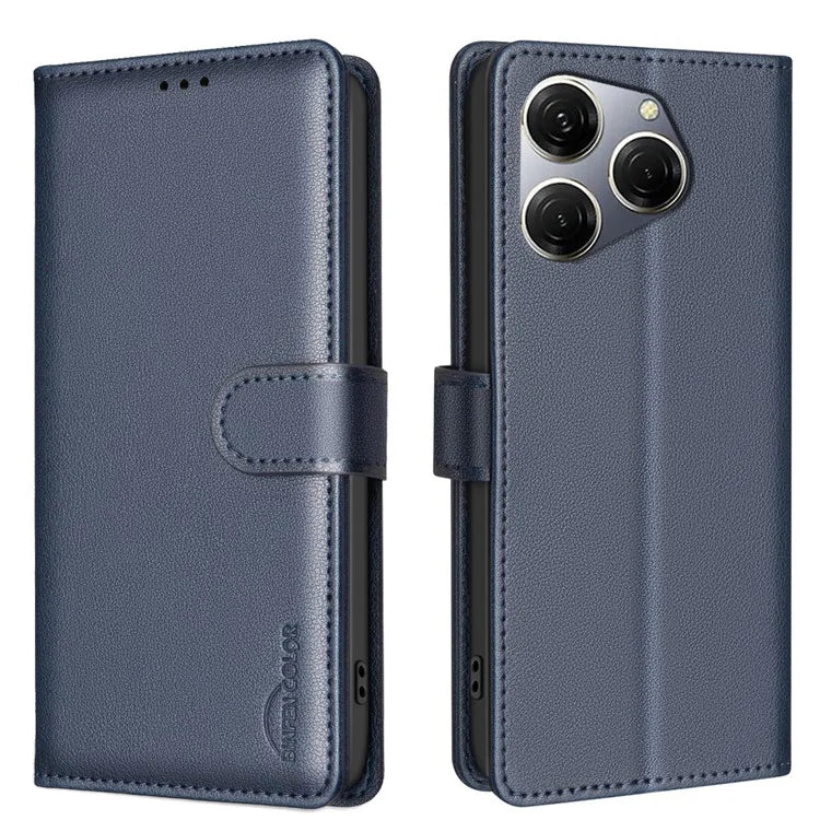 BINFEN COLOR BF32 For TECNO Spark 20 Pro Leather Case RFID Blocking Lychee Texture