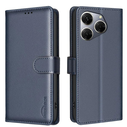 BINFEN COLOR BF32 For TECNO Spark 20 Pro Leather Case RFID Blocking Lychee Texture