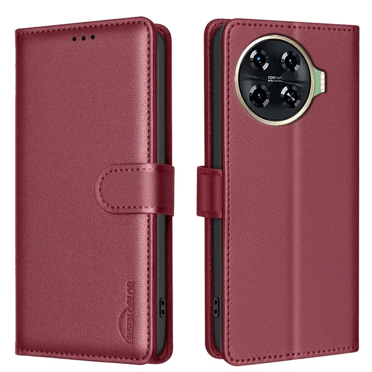 BINFEN COLOR BF32 For TECNO Spark 20 Pro+ Case Leather Flip Cover RFID Blocking