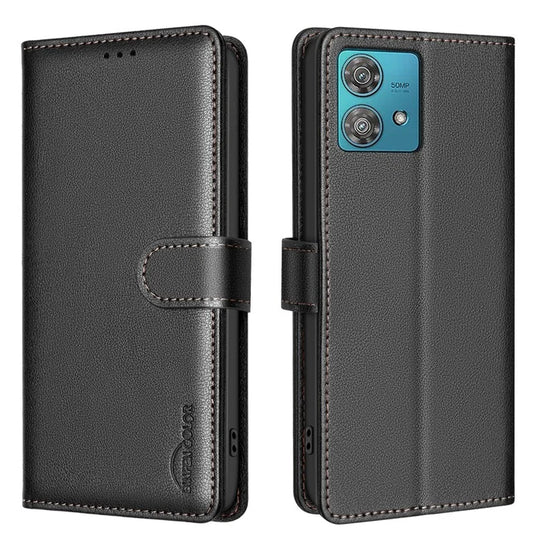 BINFEN COLOR BF32 For Motorola Edge 40 Neo 5G Phone Case Litchi Texture RFID Blocking Leather Phone Cover