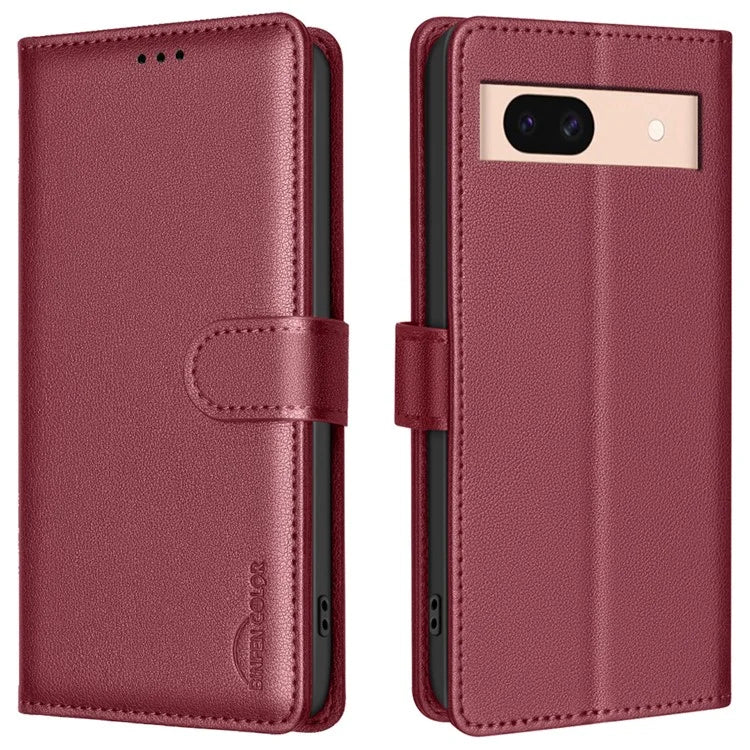 BINFEN COLOR BF32 For Google Pixel 8a Mobile Phone Case Litchi Texture RFID Blocking Leather Stand Cover