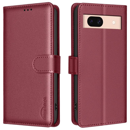 BINFEN COLOR BF32 For Google Pixel 8a Mobile Phone Case Litchi Texture RFID Blocking Leather Stand Cover