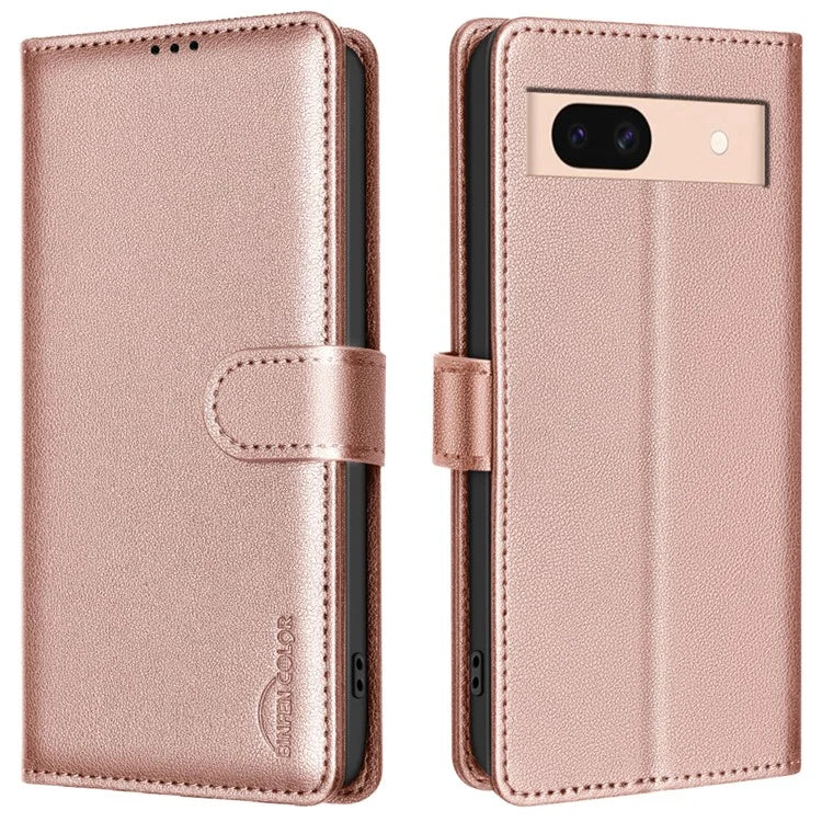 BINFEN COLOR BF32 For Google Pixel 8a Mobile Phone Case Litchi Texture RFID Blocking Leather Stand Cover
