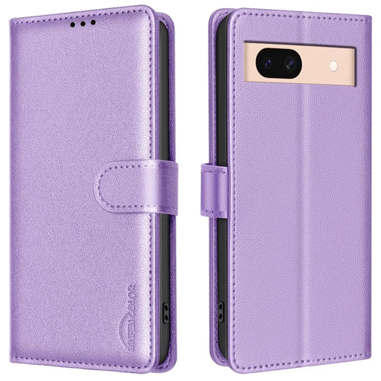 BINFEN COLOR BF32 For Google Pixel 8a Mobile Phone Case Litchi Texture RFID Blocking Leather Stand Cover