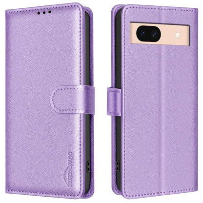 BINFEN COLOR BF32 For Google Pixel 8a Mobile Phone Case Litchi Texture RFID Blocking Leather Stand Cover