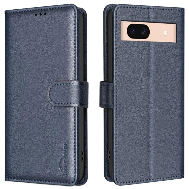 BINFEN COLOR BF32 For Google Pixel 8a Mobile Phone Case Litchi Texture RFID Blocking Leather Stand Cover