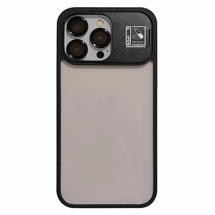 For iPhone 14 Pro Max Kickstand Case PC+TPU Phone Cover with Lens Protector