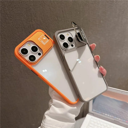 For iPhone 14 Pro Max Kickstand Case PC+TPU Phone Cover with Lens Protector