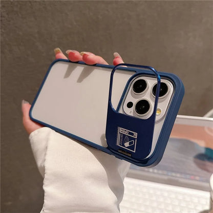 For iPhone 14 Pro Max Kickstand Case PC+TPU Phone Cover with Lens Protector
