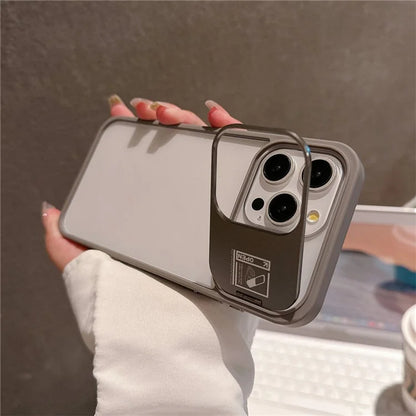 For iPhone 14 Pro Max Kickstand Case PC+TPU Phone Cover with Lens Protector