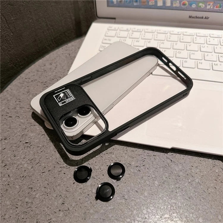 For iPhone 14 Pro Max Kickstand Case PC+TPU Phone Cover with Lens Protector