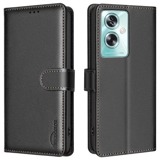 BINFEN COLOR BF32 PU Leather Phone Case for Oppo A79 5G Litchi Texture RFID Blocking Phone Cover