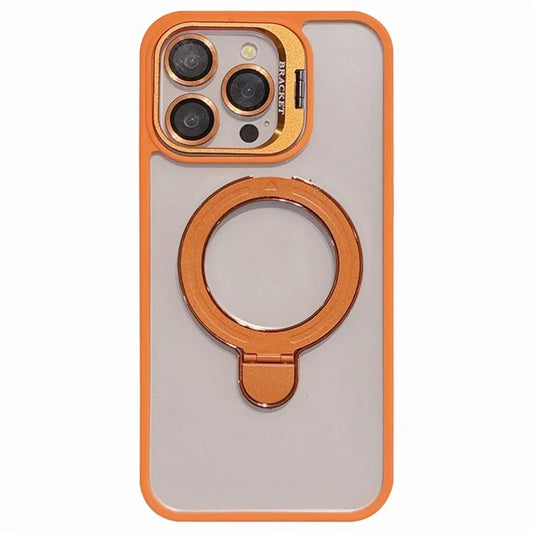 For iPhone 13 Pro Max Magnetic Case with Lens Film Dual Kickstand PC+TPU Phone Cover