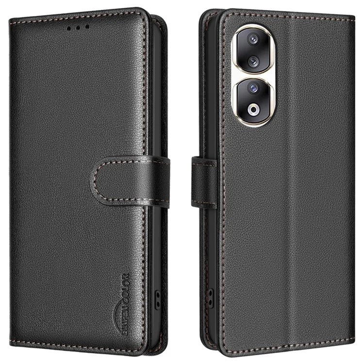 BINFEN COLOR BF32 For Honor 90 Pro Case RFID Blocking Phone Cover PU Leather Shell