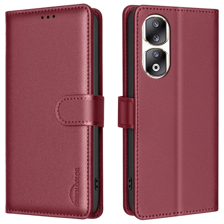 BINFEN COLOR BF32 For Honor 90 Pro Case RFID Blocking Phone Cover PU Leather Shell