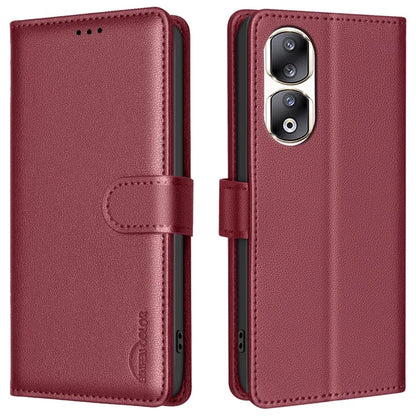 BINFEN COLOR BF32 For Honor 90 Pro Case RFID Blocking Phone Cover PU Leather Shell
