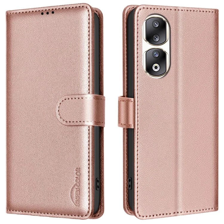 BINFEN COLOR BF32 For Honor 90 Pro Case RFID Blocking Phone Cover PU Leather Shell