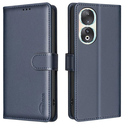BINFEN COLOR BF32 For Honor 90 Case RFID Blocking PU Leather Protective Phone Cover